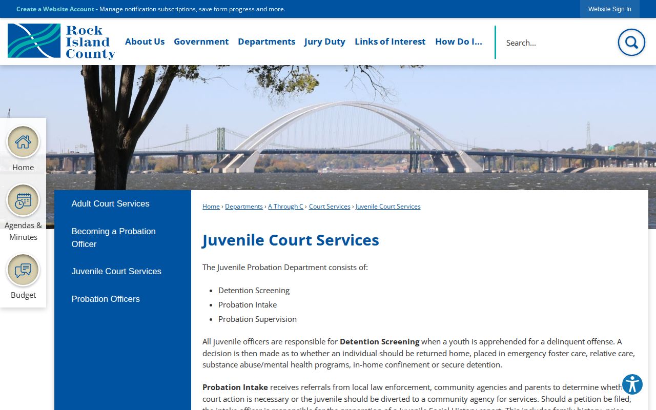 Rock Island County Juvenile Justice Center confidential release and placement channels