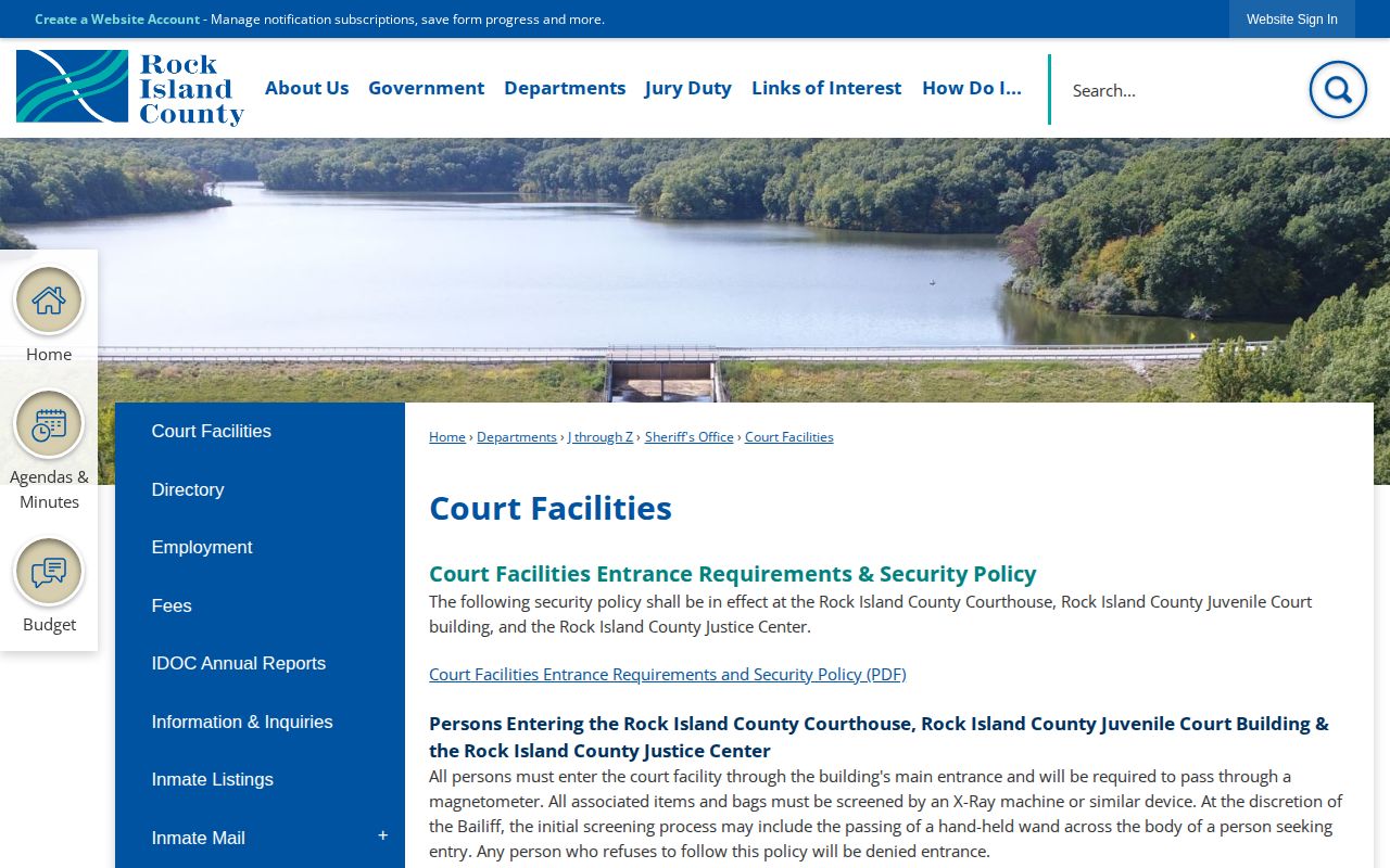 Rock Island County Juvenile Justice Center court access information for release records