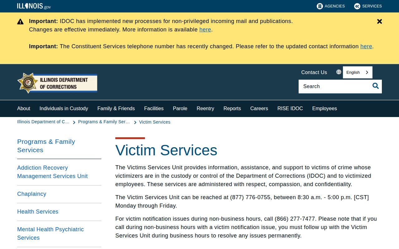 Illinois VINE coverage and notification registration help